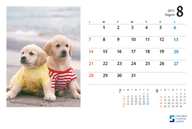 犬のカレンダー2011年8月